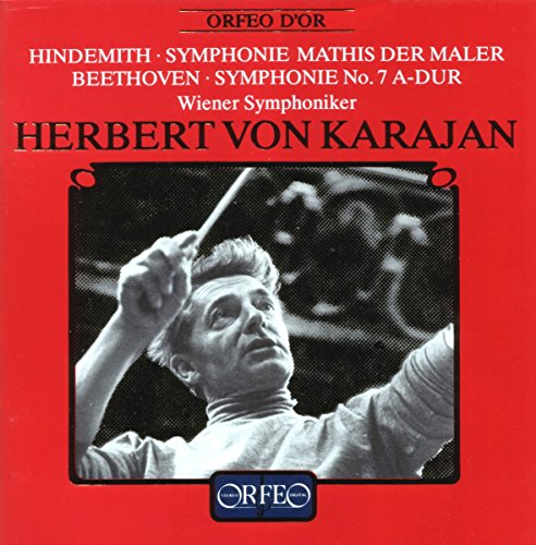 CD cover: Herbert von Karajan conducting, red background, Orfeo d'Or label.