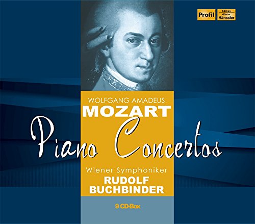 CD box set featuring a portrait of Mozart and text "Piano Concertos.