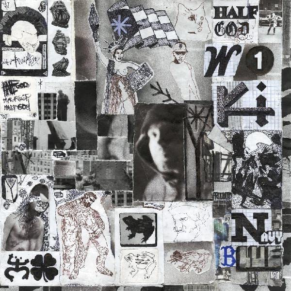 Black and white collage album cover for Wiki’s “Half God” vinyl.