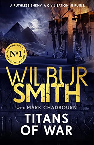 Book cover featuring Egyptian pyramids, a burning temple, and title Titans of War.