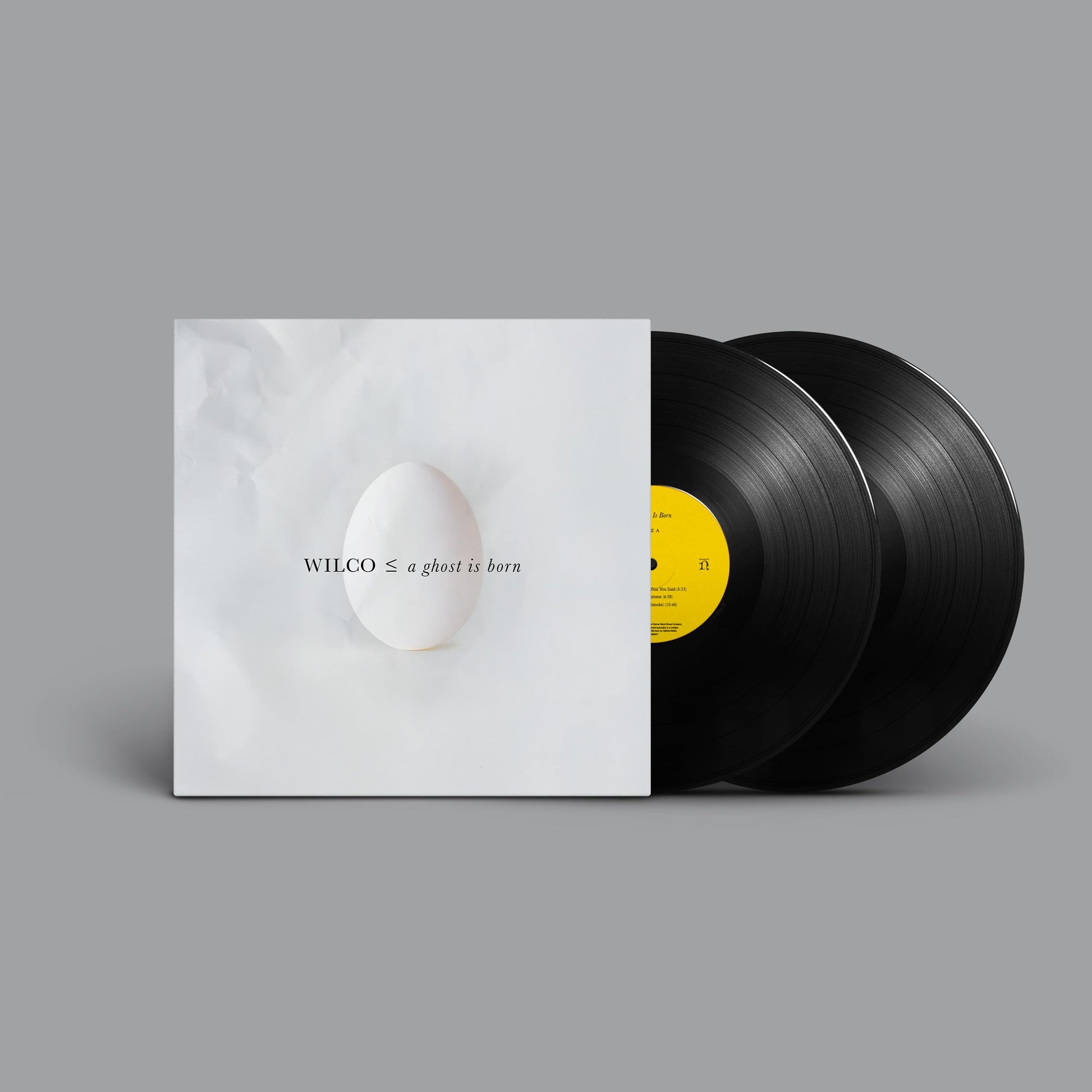 Wilco's "A Ghost Is Born" vinyl record with egg-shaped cover art.