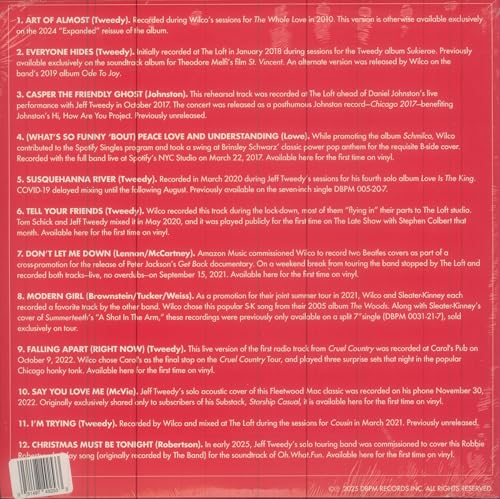 Record sleeve listing songs by Wilco, Jeff Tweedy, and Daniel Johnston, with a barcode.