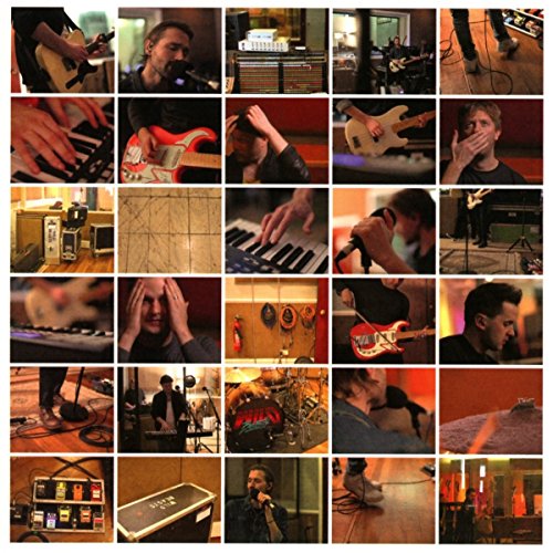 CD cover with a grid of photos showing musicians in a studio.