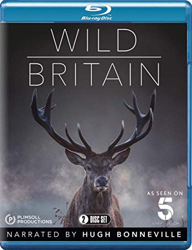 Blu-ray case cover for Wild Britain featuring a red deer stag against misty background.