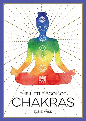 Book cover featuring a watercolor silhouette of a person meditating with seven chakra symbols.