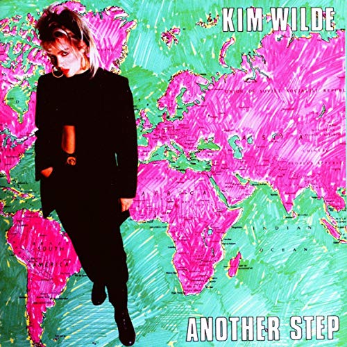 Kim Wilde album cover, "Another Step," featuring a world map background.