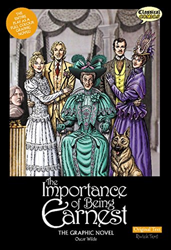 Cover illustration for The Importance of Being Earnest graphic novel featuring five Victorian characters.