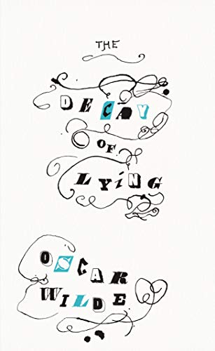 Book cover: "The Decay of Lying" by Oscar Wilde, abstract black design.