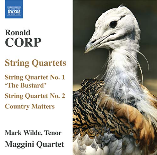 CD cover featuring a bustard bird and text for Corp string quartets.