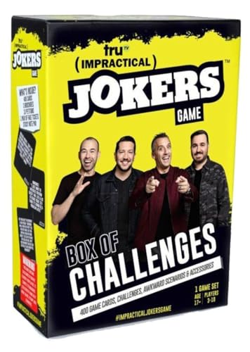 Impractical Jokers" game box featuring the show's cast and yellow branding.