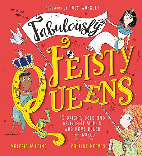 Book cover with illustrated queens, crowns, and vibrant lettering.