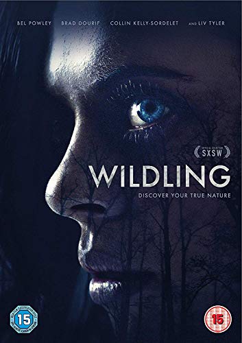 DVD cover for “Wildling” featuring a close-up of a woman’s face with tree branches.