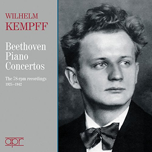 "CD cover with black and white portrait of Wilhelm Kempff and red and white text."