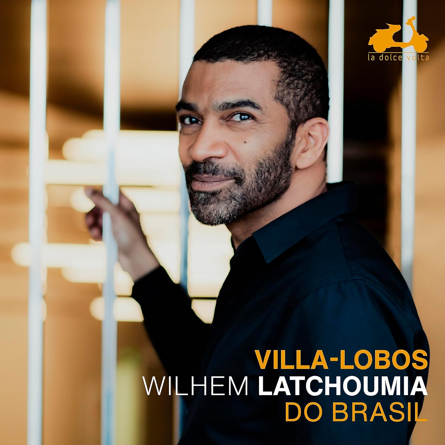 CD cover featuring a portrait of Wilhem Latchoumia, text “Villa-Lobos”.