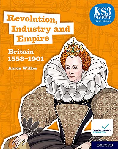 History textbook cover featuring Queen Elizabeth I in regal attire.