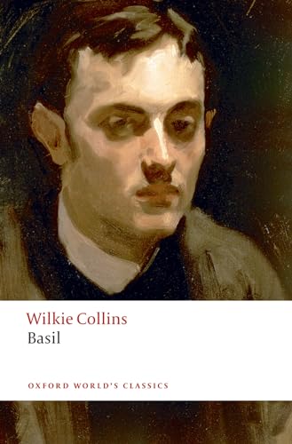 Book cover of Basil by Wilkie Collins featuring a portrait of a man.