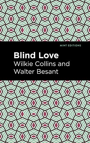 Book cover for "Blind Love" with a geometric pink and green pattern.