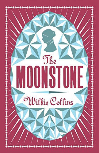 Book cover: “The Moonstone” by Wilkie Collins, geometric design, silhouette.