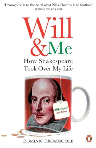 Book cover: "Will & Me" with Shakespeare's portrait on a teacup.