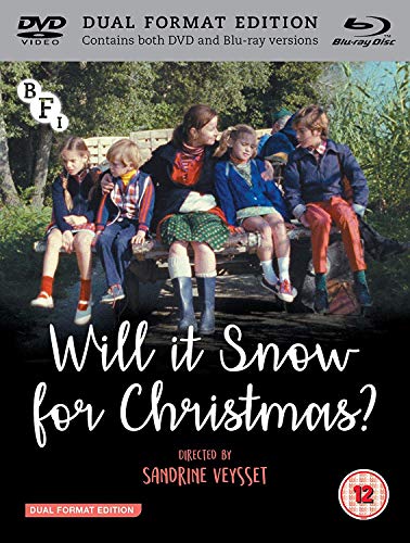 DVD cover featuring children sitting on a bench, with title "Will it Snow for Christmas?"
