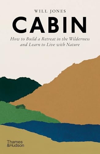 Book cover for "Cabin" with a landscape illustration of mountains and water.