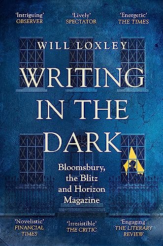 Book cover: "Writing in the Dark" by Will Loxley, blue textured background.