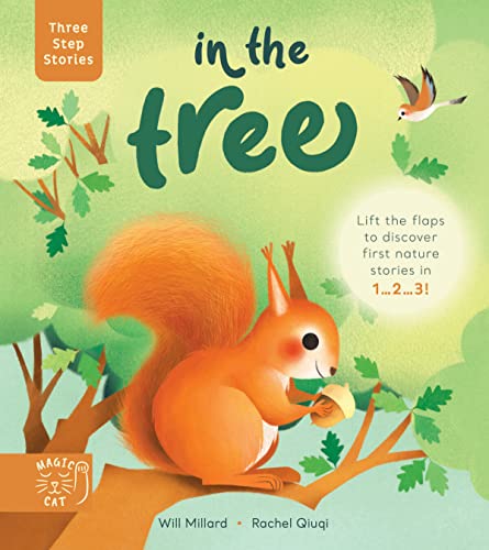 Children’s book cover featuring a squirrel holding a nut in a tree.