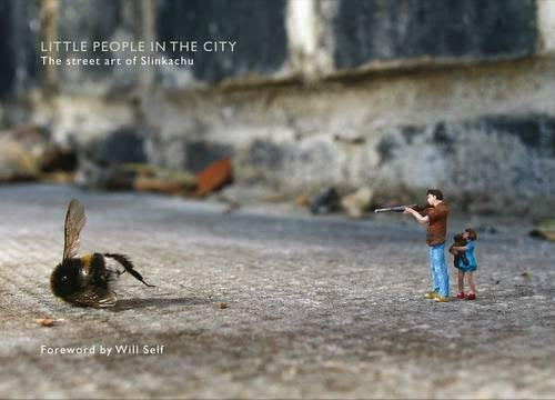 Book cover featuring miniature figures interacting with a dead bee.