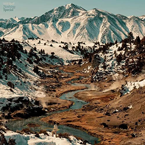 Album cover featuring a snowy mountain landscape with a winding river and person.