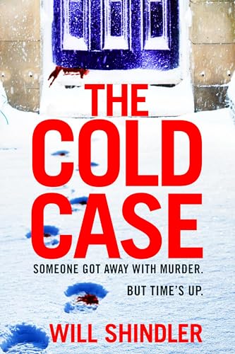 Book cover: "The Cold Case" with red text, snowy door, footprints.