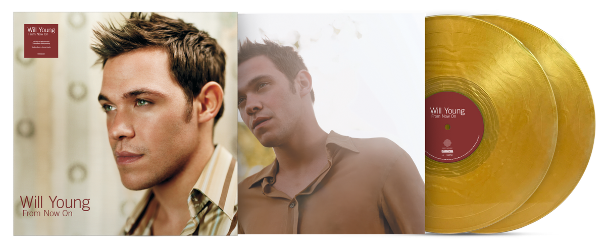 Will Young album cover and two gold vinyl records.
