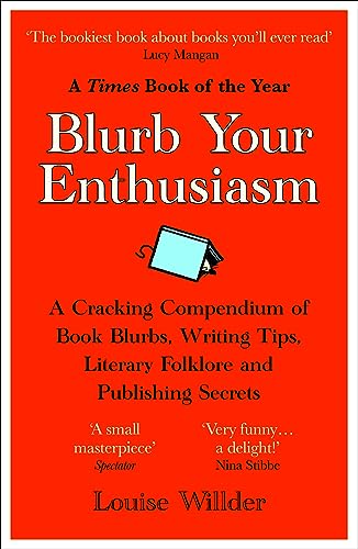 Red book cover with white text: "Blurb Your Enthusiasm" and a book illustration.