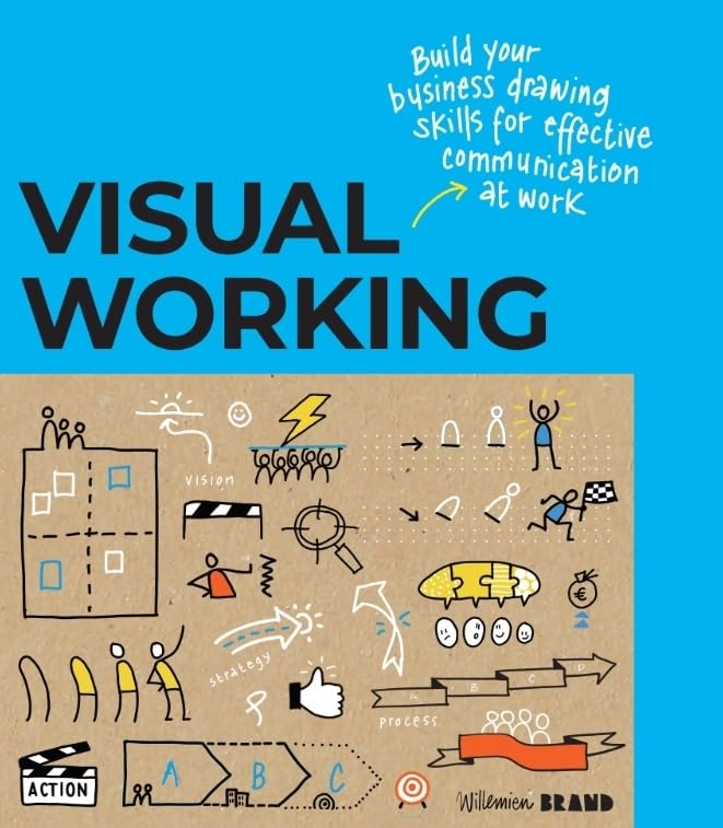 Book cover: "Visual Working" with sketches of business concepts and people.