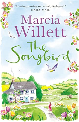 Book cover with watercolor painting of a cottage, bird, and figure.