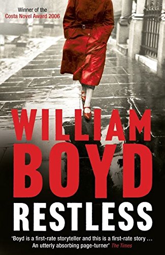 Book cover: "Restless" by William Boyd, featuring a woman in a red coat.
