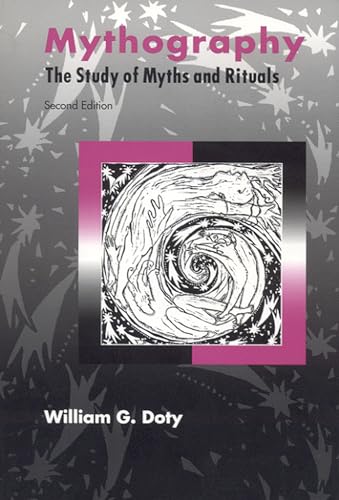 Book cover for “Mythography” with spiral artwork and author’s name.
