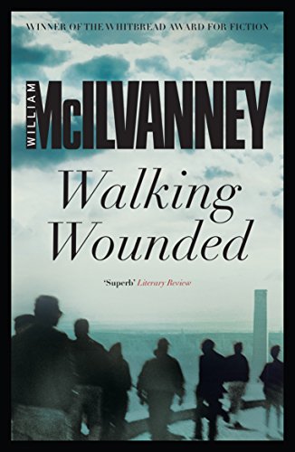 Book cover for "Walking Wounded" by William McIlvanney, with figures by the sea.