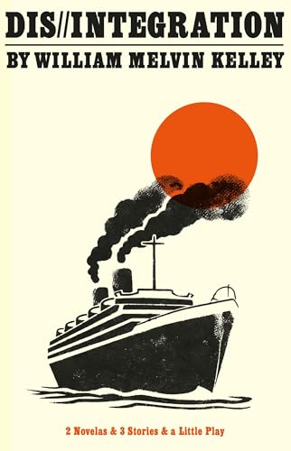 Book cover: ship with black smoke under a large orange sun.