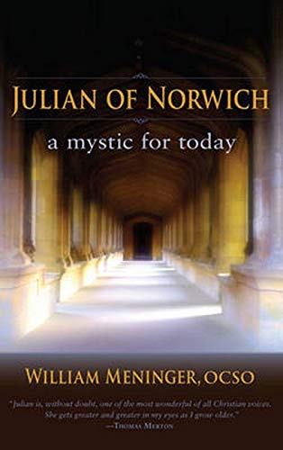 Book cover showing a stone cloister hallway with the title Julian of Norwich.