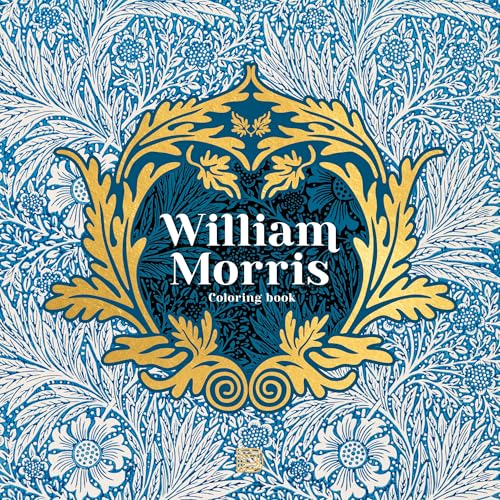 Cover of “William Morris Coloring Book” featuring ornate floral patterns.