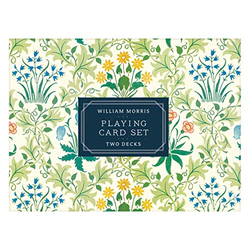 Floral patterned William Morris playing card set box, two decks included.