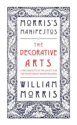 Book cover with ornate floral border and red title text by William Morris.