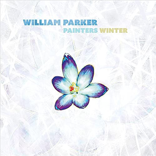 "Album cover with a white flower on a white abstract background, titled 'Painters Winter'."