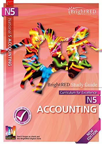 BrightRED N5 Accounting study guide cover with colorful, abstract figures.