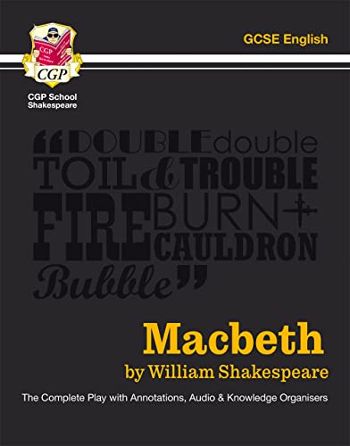 CGP Macbeth study guide cover with black background and yellow text.