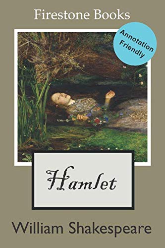 Book cover of "Hamlet" depicting Ophelia lying amongst flowers.