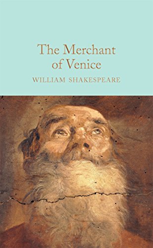 Book cover of "The Merchant of Venice" featuring a bearded man’s portrait.