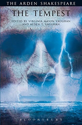 Book cover for The Tempest featuring a giant face in a stormy blue sky.