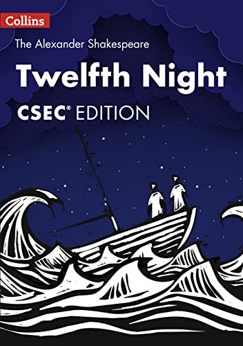 Book cover of "Twelfth Night" with a ship in stormy seas.