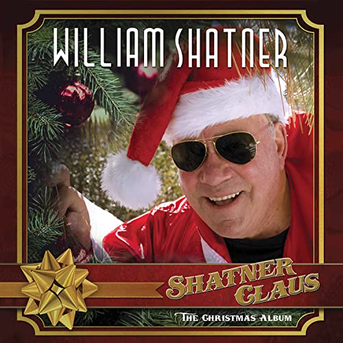 William Shatner as Santa Claus, wearing sunglasses, smiles on album cover.